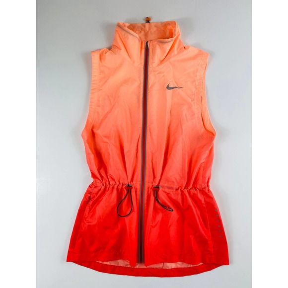 Nike Jackets \u0026 Coats | Nike Womens Windbreaker Orange Ombr Ventilated Vest Reflective Detail Small | Color: Orange | Size: S | Pm-64491217's Closet